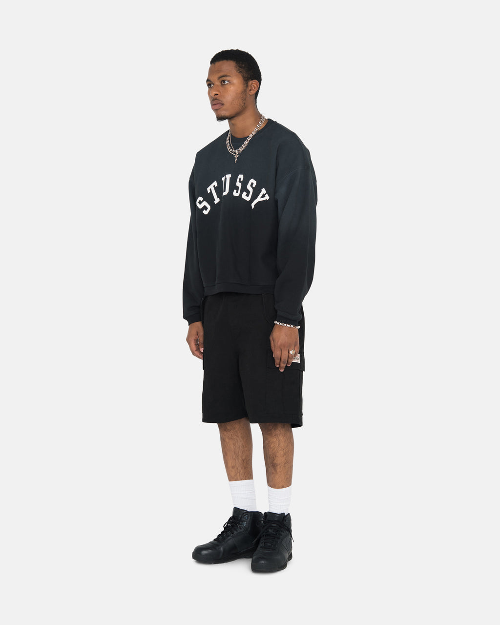 Find Buy Stussy Sweats Online - Black Sun Faded Oversized Crew