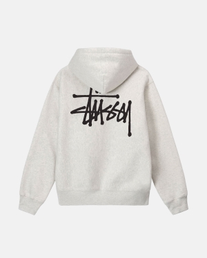 Ash Heather Stussy Basic Hoodie | DXLQY-8054