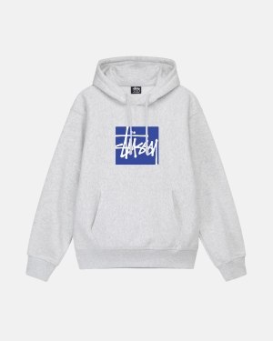 Ash Heather Stussy Stock Box Hoodie | ZGYWL-0452