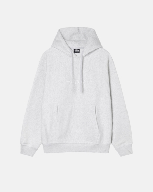 Ash Heather Stussy Stock Logo Applique Hoodie | VYHWT-4519