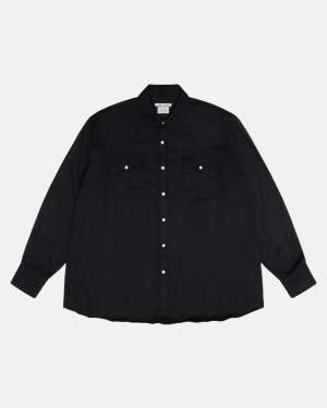 Black High Twist Twill Stussy Our Legacy Work Shop Ranch Shirt | OIVCJ-5197