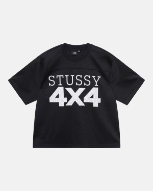 Black Stussy 4x4 Mesh Football Jersey | IVMCR-5409