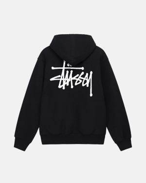 Black Stussy Basic Hoodie | SWKQX-4357