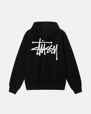 Black Stussy Basic Pigment Dyed Hoodie | VIUPY-3510