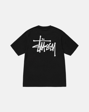 Black Stussy Basic Pigment Dyed Tee | ADUTE-5641