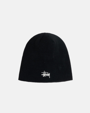 Black Stussy Basic Skullcap Beanie | OMHVC-5206