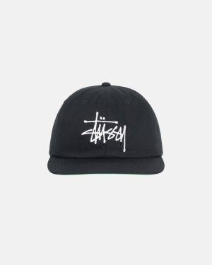 Black Stussy Basic Strapback Cap | ANMKG-1684