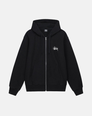 Black Stussy Basic Zip Hoodie | CPHOD-6391