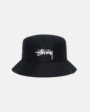 Black Stussy Big Stock Bucket Hat | XAOHT-7814