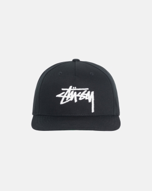 Black Stussy Big Stock Point Crown Cap | QXRJZ-1420