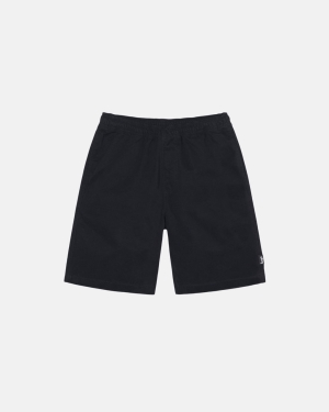 Black Stussy Brushed Beach Short | MSLJQ-7861