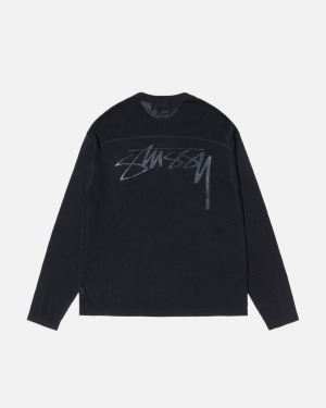 Black Stussy Lightweight Football Crew | JVDIZ-5369