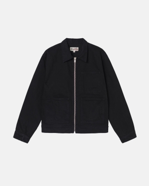 Black Stussy Overdyed Zip Work Jacket | XDRGN-6519