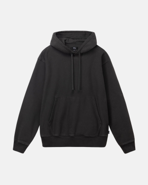 Black Stussy Pigment Dyed Fleece Hoodie | YISMJ-7504