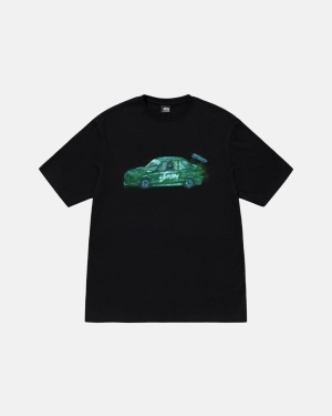 Black Stussy Racecar Tee | LEYBQ-5891