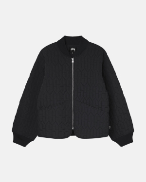 Black Stussy S Quilted Liner Jacket | MWZFS-6923