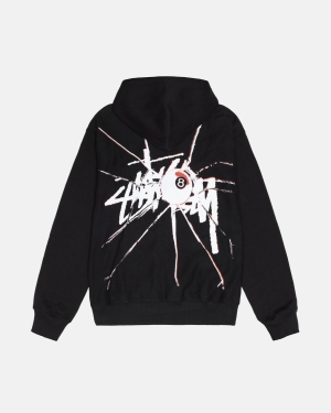 Black Stussy Shattered Zip Hoodie | GOUQB-3152