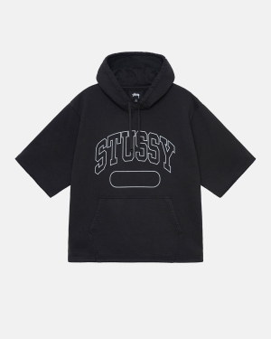 Black Stussy Ss Boxy Cropped Hoodie | IPCTU-0814