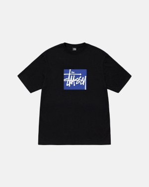 Black Stussy Stock Box Tee | EBZNI-9176