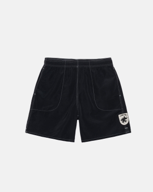 Black Stussy Surfman Patch Water Short | KXHLM-3042