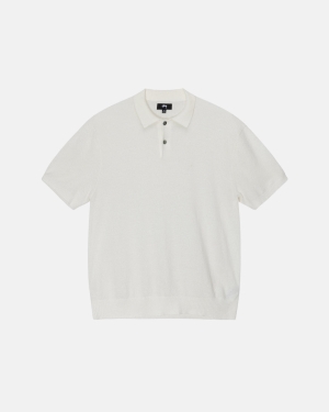 Bone Stussy Textured Ss Polo Sweater | KEPGV-8651