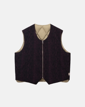 Burgundy Stussy Python Reversible Vest | ICNRE-3768