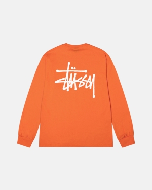 Coral Stussy Basic Ls Tee | ZFEPR-6974