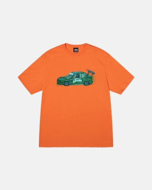 Coral Stussy Racecar Tee | DHXAK-0864