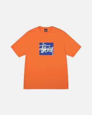 Coral Stussy Stock Box Tee | RYBLZ-0697