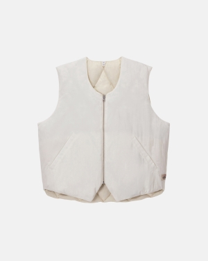 Cream Stussy Reversible Quilted Vest | GDZYA-2567