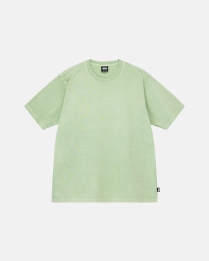 Green Stussy Heavyweight Pigment Dyed Crew | HZJQN-5403