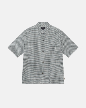 Green Stussy Wrinkly Gingham Ss Shirt | EAQIV-1395