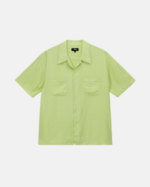 Lime Stussy Contrast Pick Stitched Shirt | RGFWM-9468