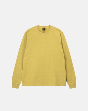 Mustard Stussy Heavyweight Pigment Dyed Ls Crew | SFTYA-7539