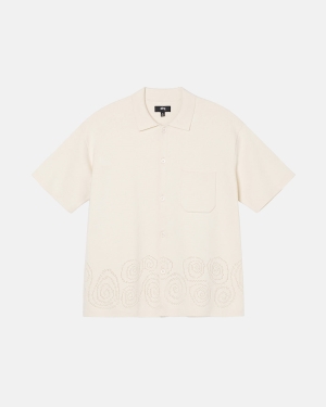 Natural Stussy Perforated Swirl Knit Shirt | KREAQ-0625