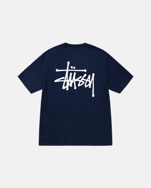 Navy Stussy Basic Tee | ZRBFT-7629