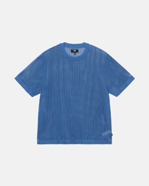 Ocean Blue Stussy Cotton Mesh Ss Crew | ZOBRE-8645