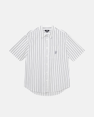 Off White Stripe Stussy Boxy Striped Ss Shirt | BSMLX-2059