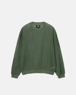 Olive Stussy Cotton Mesh Ls Crew | MVNPQ-0897