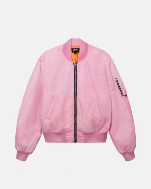 Pink Stussy Dyed Nylon Bomber | HILEY-8914