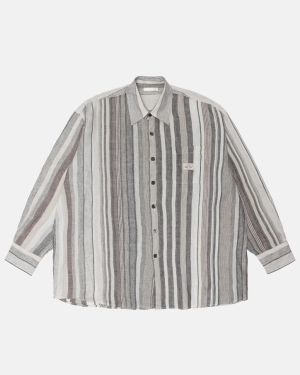 Raw Linen Stripe Stussy Our Legacy Work Shop Borrowed Shirt | FDPHJ-9710