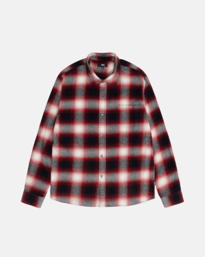 Red Stussy Bay Plaid Shirt | HDAYB-3791