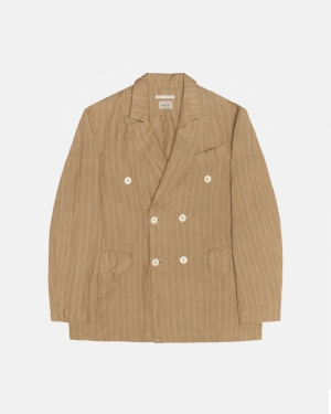 Tan Linen Stussy Our Legacy Work Shop Unconstructed Blazer | GCMUI-1827