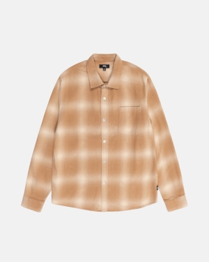 Tan Stussy Bay Plaid Shirt | MGZKC-9062