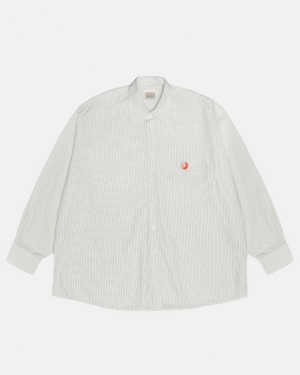 White Business Stripe Stussy Our Legacy Work Shop Borrowed Shirt | FQDEY-6847